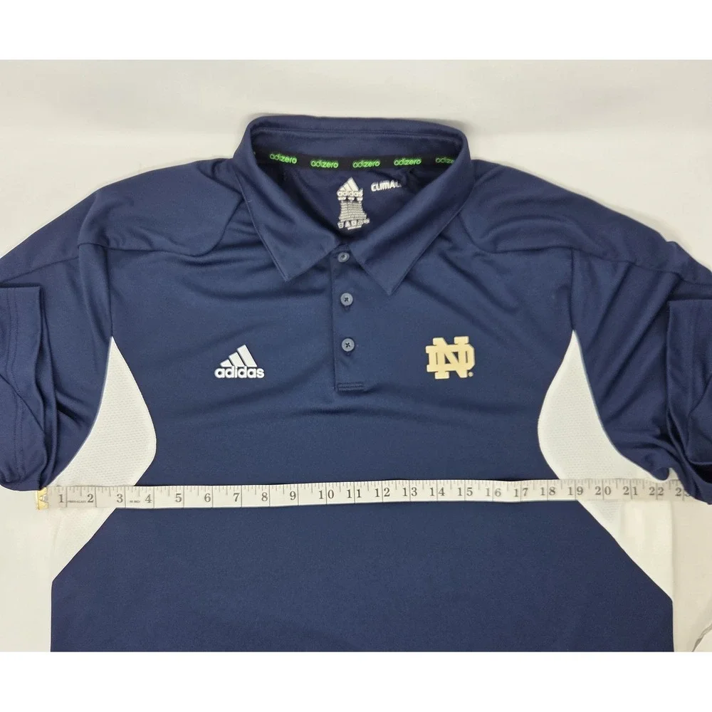 Notre Dame Fighting Irish Polo Shirt Mens Large Blue Golf‎ Adidas Climalite NCAA